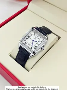 New Men's Square Roman Numeral Classic Analog Quartz Watch, Luxury Stainless Steel Case, Leather Strap, Waterproof, Business Formal, Date Display, Square Wristwatch, Business Fashion Watches, High Quality Watches