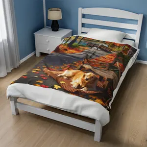 Autumn Puppy Velveteen Plush Blanket - Soft and Cozy heating level valentines day birthday present 6  day  star  blanket blankets cold gift