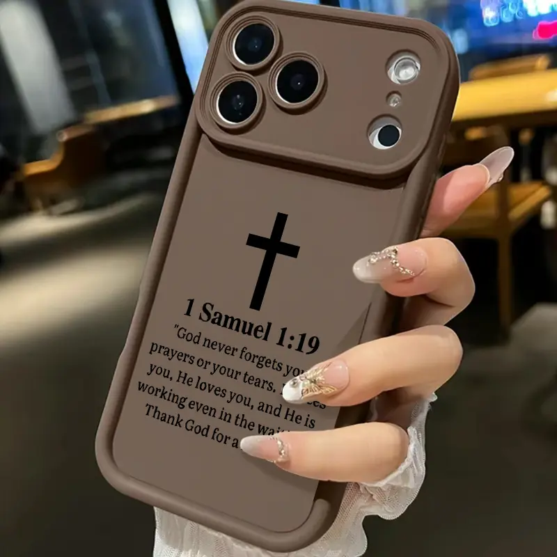 Cross & Scripture Verse Smartphone Case for Believers Waiting on God, Thick Soft TPU Back, Raised Camera Step Design, Cloud-Like Comfort & Reliable Lens Protection, Cellphone Accessories for iPhone 17 16 15 14 13 12 11 X XS Handheld Devices