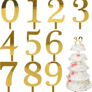 Acrylic Cupcake Toppers with Numbers 0-9, Birthday, Anniversary & Party Decor, Mini Digital Age Inserts, Dessert Table Decoration