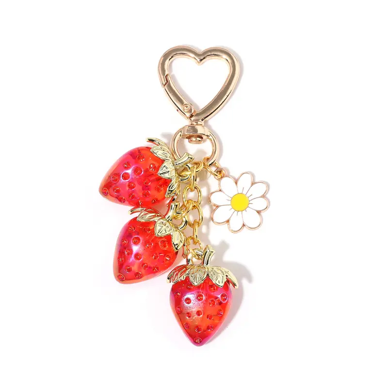 Cute Strawberry Design Sparkly Bag Charm, Fashionable Bag Keychain for Women & Girls, Trendy All-match & Exquisite Bag Charm for Birthday Gift, Purse Accessories Smartphone