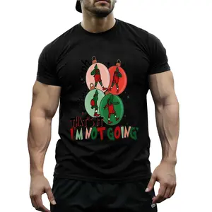Grinch That’s It I’m Not Going Christmas Men’s Polyester T-Shirt, Funny Grinch Dance Ornament Graphic Tee, Breathable Crew Neck Top, Sarcastic Holiday Black Shirt for Men