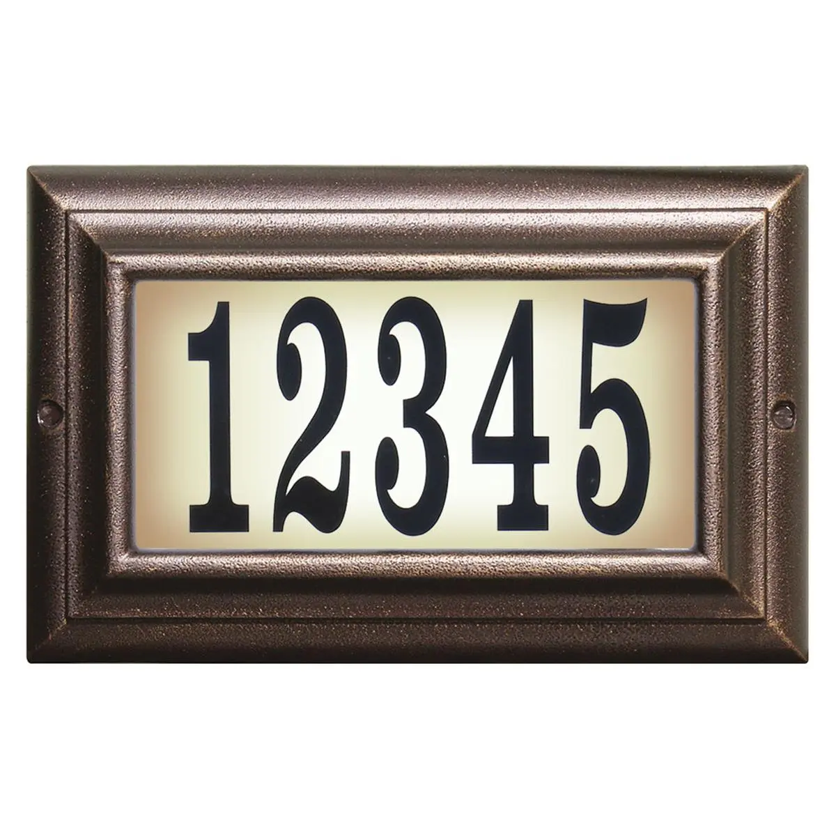 QualArc LTS-1300-AC 15 in. Aluminium Edgewood Lighted Standard Address Plaque, Antique Copper Frame, LED Light Decor Sign with Display for Home