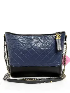 Pre-owned CHANEL Blue Quilted Calf Leather Convertible Chain Shoulder Bag with Padded Strap & Three Pockets 31cm*9*27cm