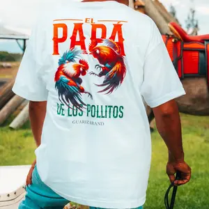 El Papá De Los Pollitos Rooster Graphic T-Shirt, Mexican Dad Shirt, Funny Spanish Rooster Fighting Tee, Latino Ranchero Style Graphic Tee