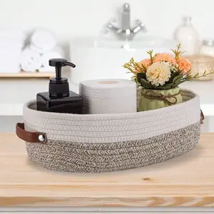 Boho Style Woven Storage Basket, Decorative Bathroom Organizer, Toiletries Basket, Multi-Purpose Household Essentials, Durable & Stylish Design