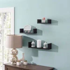 Floating 'U' Laminated Veneer Shelves (Set of 3)