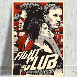 Room Decoration 1 Piece Frameless Fight Club Movie Canvas Poster, 30.48x 45.72cm , Soft Canvas Material, Suitable for Bars, Clubs, Cafes, Restaurants