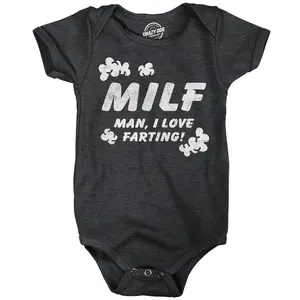 Milf Man I Love Farting Baby Bodysuit Funny Sarcastic Graphic Novelty Jumper for Infants Funny Baby Onesies Funny Adult Humor Onesie Novelty Onesie Black -