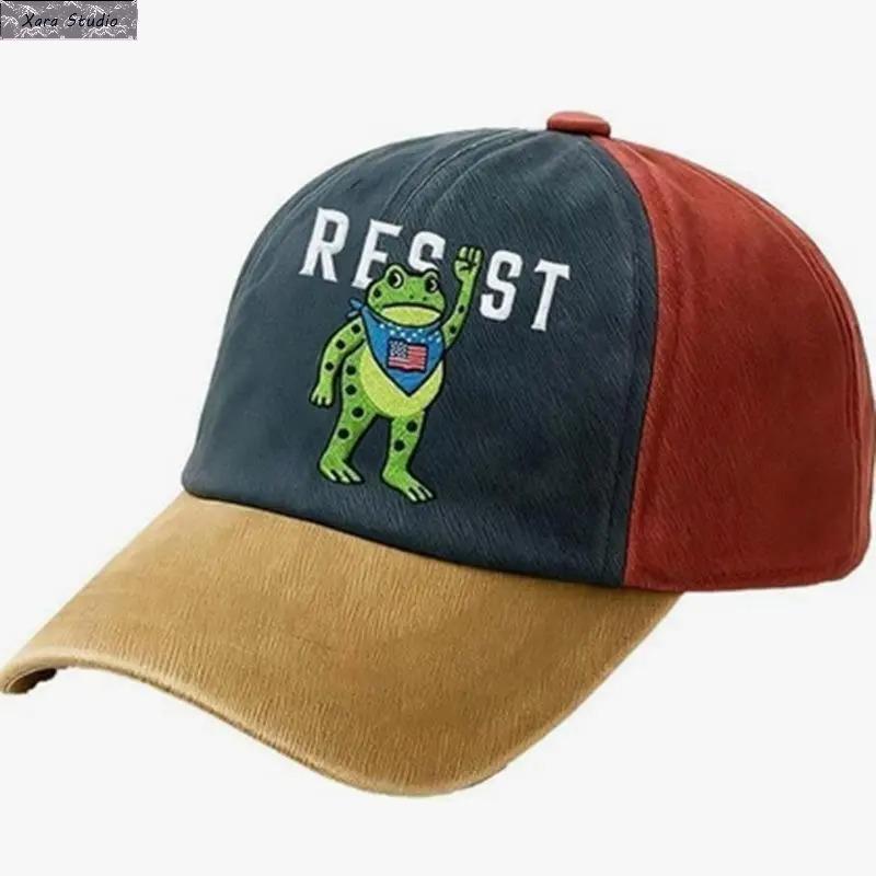 Vintage Frog Print Washed Dad Hat for Men & Women - Soft Cotton Distressed Baseball Cap, Cute Streetwear Low Profile Casual Hat for Everyday Outfit, Nature Lover Gift, Trendy Aesthetic Accessories