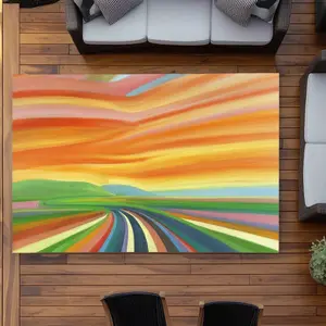 Begin Home Decor C1ROAR57UIQNZU 5 x 7 ft. Colorful Road - Contemporary Orange Outdoor Rectangle Area Rug for Home