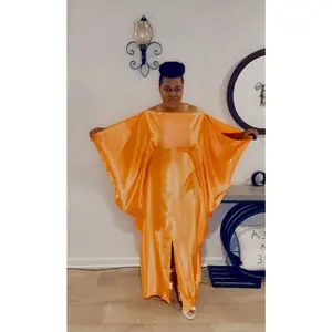 Bubu Kaftan Silk Off Shoulders Orange Dress