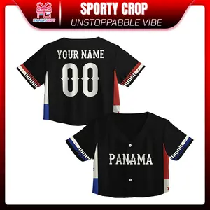 Panama Baseball Jersey Crop Top – Personalized Name & Number, Custom Fan Gear to Show Panamanian Pride