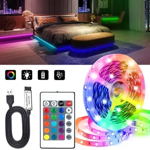 USB LED Light Strip, Multi-Color Switching, USB Powered, 24-Key Remote Control, RGB Flexible Light Strip for Bedroom Party Decor, LED Lights Strips