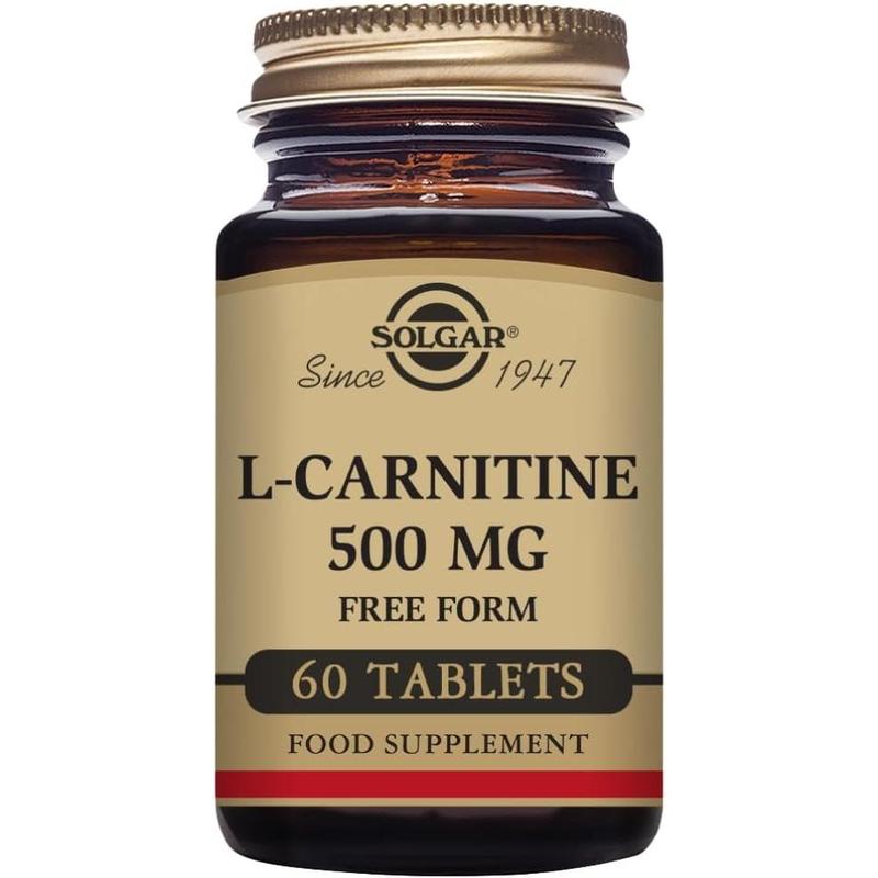 Solgar L-Carnitine 500 mg - 60 Tablets - Non-GMO, Vegan, Gluten Free, Dairy Free, Kosher - 30 Servings Healthcare Vitamin Edible Dietary