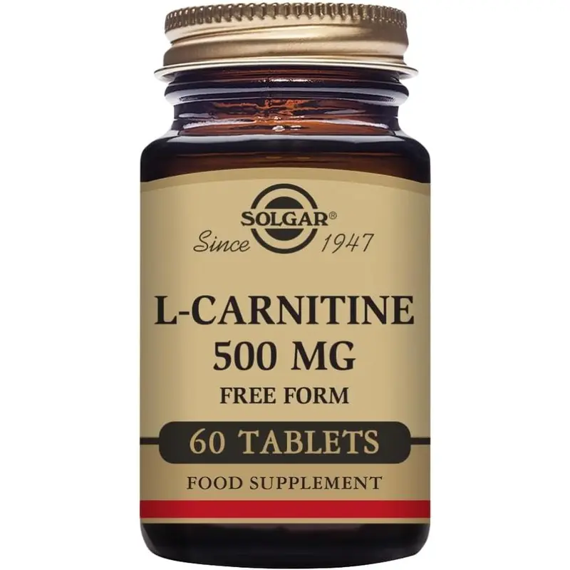 Solgar L-Carnitine 500 mg - 60 Tablets - Non-GMO, Vegan, Gluten Free, Dairy Free, Kosher - 30 Servings Healthcare Vitamin Edible Dietary