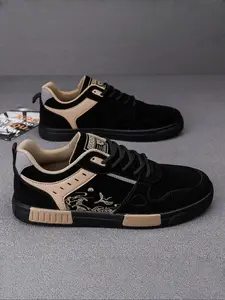 Men's New Low-Top Lace-Up Sports Shoes, Colorblock Design, Lightweight Non-Slip Rubber Sole, Casual Office Travel Sneakers, Fashion Walking Sneakers