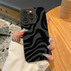 Phone Case, 1 Count Plain Zebra Pattern Cellphone Protective Case, Anti-fall & Waterproof TPU Mobile Phone Cases for iPhone 16 Pro X XS MAX 11 12 13 14 15 Plus Series Case