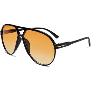 Oversized Retro Aviator Sunglasses For Women and Men, 70s Vintage Fashionable Tangle-Free Square Sunglasses