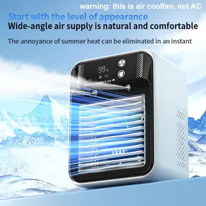 USB Rechargeable Mini Desktop Mist Fan, Portable Cooling Device with Display, 3000mah Battery, Dual Power Mode, Square Design