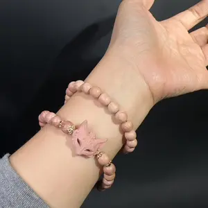 Blood Cypress Nine Tailed Fox Mask Bracelet 8MM Hand String Handmade Buddhist bead cultural bracelet