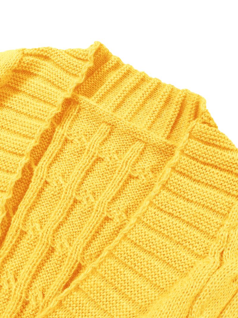 Women's Solid Color Textured Drop Shoulder Pocket Longline Cardigan, Casual Open Front Long Sleeve Knitwear for Fall & Winter, Women's Knit Clothing for Daily Wear, Lady Baggy Cardigans for Women, Womenswear, Casual Knit Top