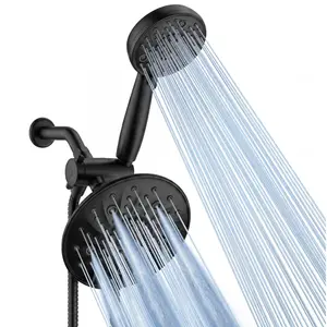 FEELSO 8" Dual Shower Head Combo, High-Pressure 7-Spray Fixed Showerhead, 8-Mode Handheld Spray, 70-Inch Stainless Steel Shower Hose