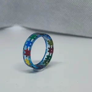 Blue Autism Awareness Resin Ring’s Female Male Daily