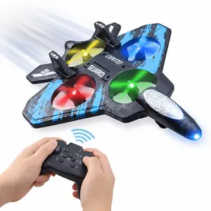 RC Flying Jet Toy for Kids, Rechargeable Remote Control Airplane with Colorful LED Lights, Outdoor Gift