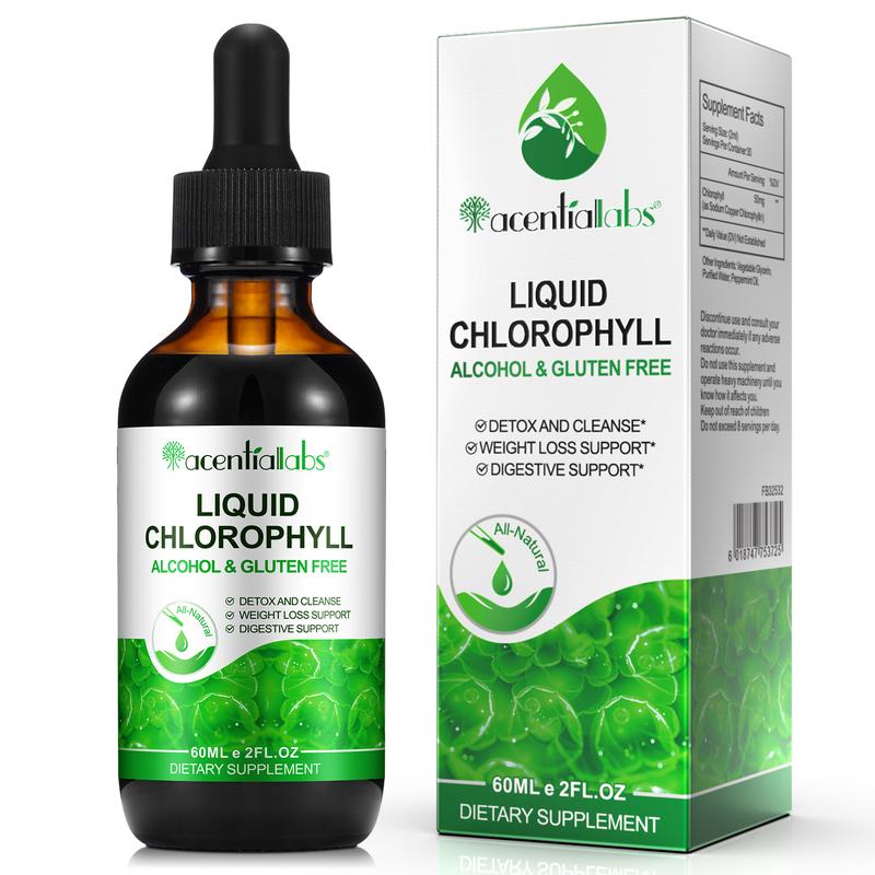 Acentiallabs Liquid Chlorophyll Drops 4 Month Supply Natural Deodorant Detox Gut Support Liver Dietary Vitamin Edible Fitness Supplement