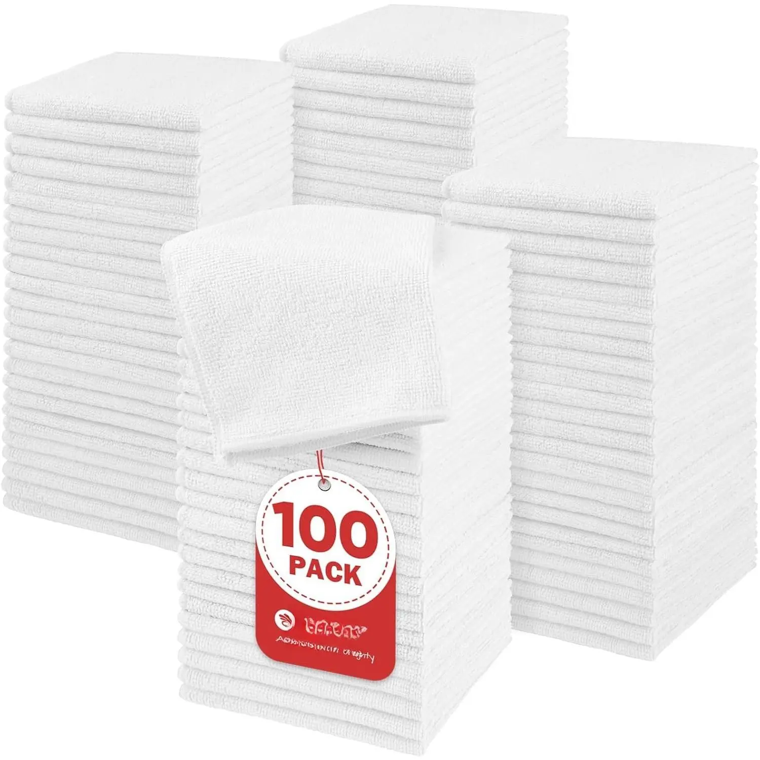 Microfiber Washcloths Bulk Towels Set 100 Pack, Highly Absorbent and Soft Feel  Cloths, Multi-Purpose Wash Cloths & Hand Towels for Bathroom, Hotel, , and Gym, 12x12 Inch, White
