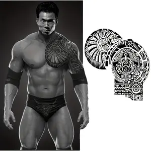 Arm Tattoos and 2-Sheet Extra Large Temporary Tattoo Similar the Rock Arm Chest Big Body Tattoos Sticker Tribal Fake Black Tattoo Men Adults Guys Women Body Art Arm Shoulder Chest Make Up Fake Tattoos