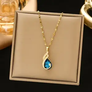 LisiZen Light Luxury Colorful Blue Peacock Titanium Steel Necklace for Women, Fashion Short Clavicle Chain Versatile Wholesale Jewelry DZXL3948