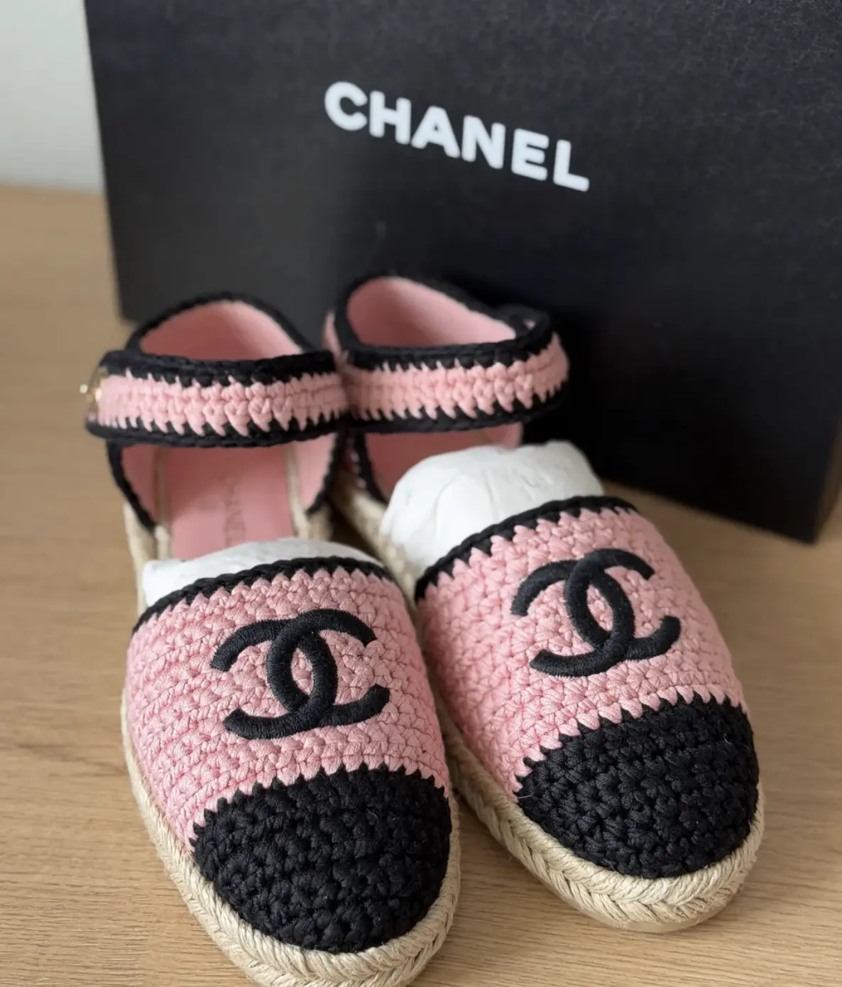 Pre-owned Chanel braided knit Mary Jane Espadrilles - 37