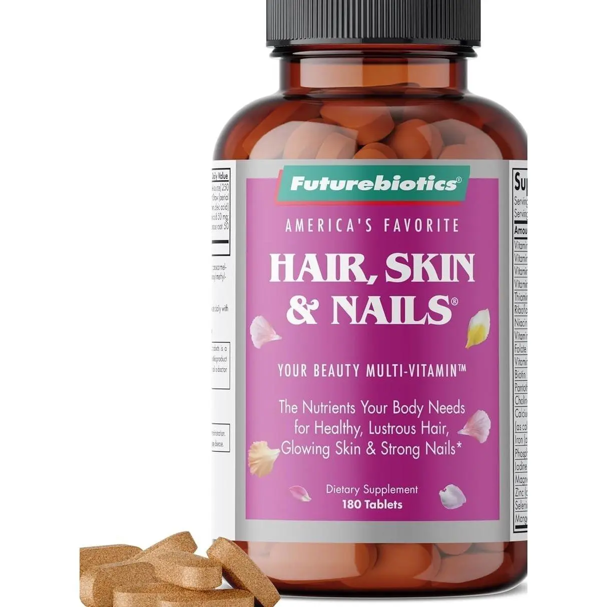 Futurebiotics Hair, Skin & Nails Beauty MultiVitamin with Biotin, Hair Vitamins and Skin Vitamins that Promote Healthy Hair and Nail, 180 Tablets