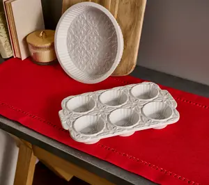 Sandra Lee 2-Pc Stamped Stoneware Muffin & Cake Pans