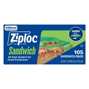 Ziploc Sandwich Easy Guide Seal Bags 105Ea