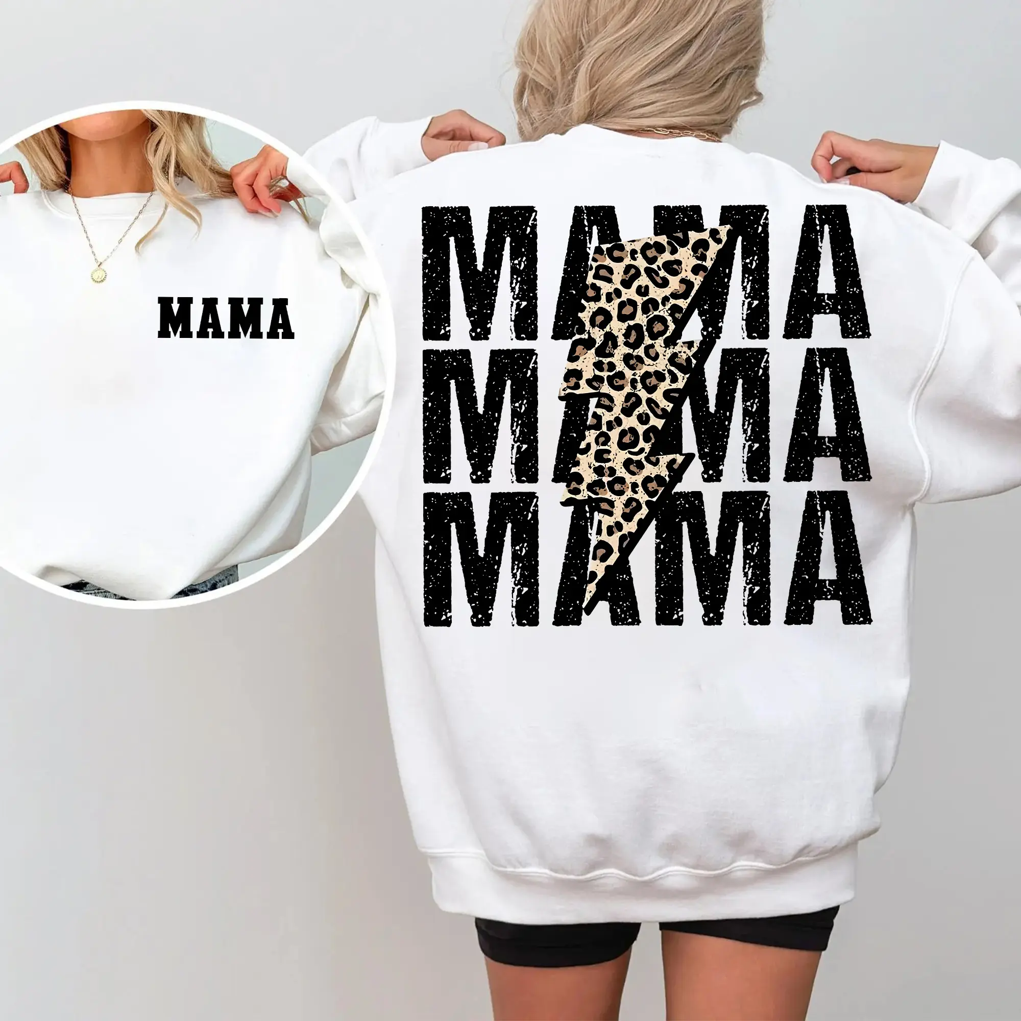 [NEW COLLECTION][Made In USA] Mama Leopard Lightning Sweatshirt – Trendy Graphic Pullover for Moms, Stylish Unisex Outfit Perfect for Everyday Wear, Mother Day Gift, Gift For Birthday Mom - TShirt, Sweatshirt