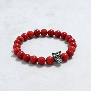 Red Coral 10mm Natural Gemstone Stretch Bracelet