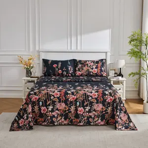 Boho Vintage Floral Bed Sheet Set - Soft Brushed Deep Pocket Bedding - Wrinkle Free & Cooling - Twin/Queen/King