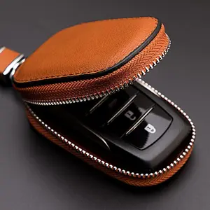 High-end car keychain, key box with zipper, anti-scratch car key case, dust-proof car