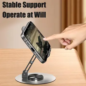 Foldable Expandable Metal Phone & Tablet Stand - 360° Rotating, Adjustable Portable Desk Mount for All Phones, Perfect for Travel