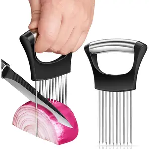2025 Premium Onion Slicer, Stainless Steel Onion Holder For Slicing Onion,Kiwifruit,Tomatoes,Avocados,Eggs,Lemon,Meat, Third Generation Onion Cutter