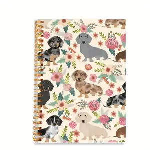 1PC Spiral Notebook, Cute Dachshund, Planner Notebook, for Work, Study and Gifts, Office, School Supplies Spiral Notebook 5.5*8.3in with 50 Sheets