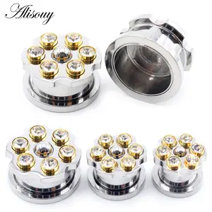 Alisouy 1PC 8-25mm Stainless Steel Bullet Wheel Zirconia Ear Gauges Tunnel Plug Expander Stretcher Earring Piercing Body Jewelry