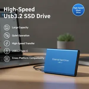 Aluminium, Portable, Cable, Device, Smartphone Large Capacity External Hard Drive Quiet Operation Mobile Storage SSD USB3.2 Type-C High Speed Solid Stae Disk For PC MAC