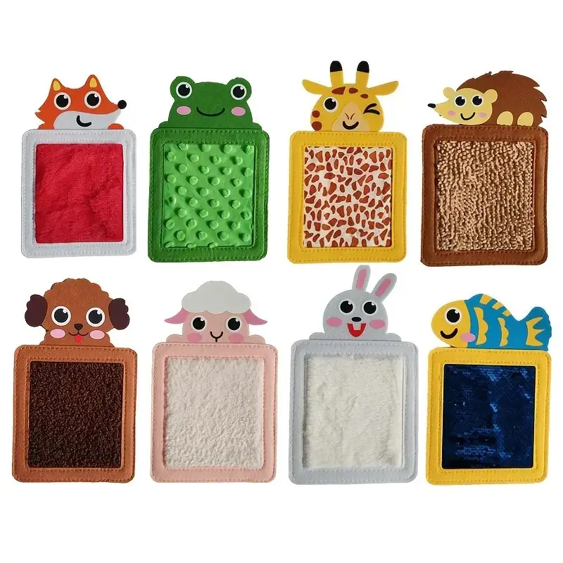 Sensory Textured Animal Tactile Learning Kit - Sensory Toys with 7 Animal Shapes (Sheep, Bear, Giraffe, Cow, Frog, Rabbit, Monkey) & Texture Patterns for Children's Early Development