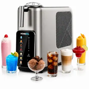 HOMEVOL 3-in-1 Household Kitchen Frozen Drink Maker, Slushie Machine, Ice Cream Maker, Cold Drink Chiller with 7 Pre-Set Modes, 10 Texture Levels, 304 Stainless Steel, 1.3L Capacity Silver White