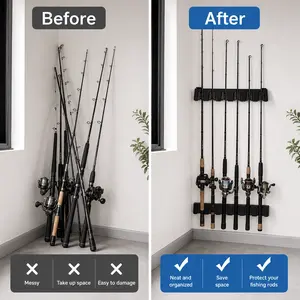 Heavy-Duty 6-Rod Fishing Rod Storage Rack – Convertible Vertical/Horizontal Design, Space-Saving Wall or Floor Mount, Protective Coating for Rod Safety, Perfect Christmas or New Year Gift for Fishermen (Rods Sold Separately)