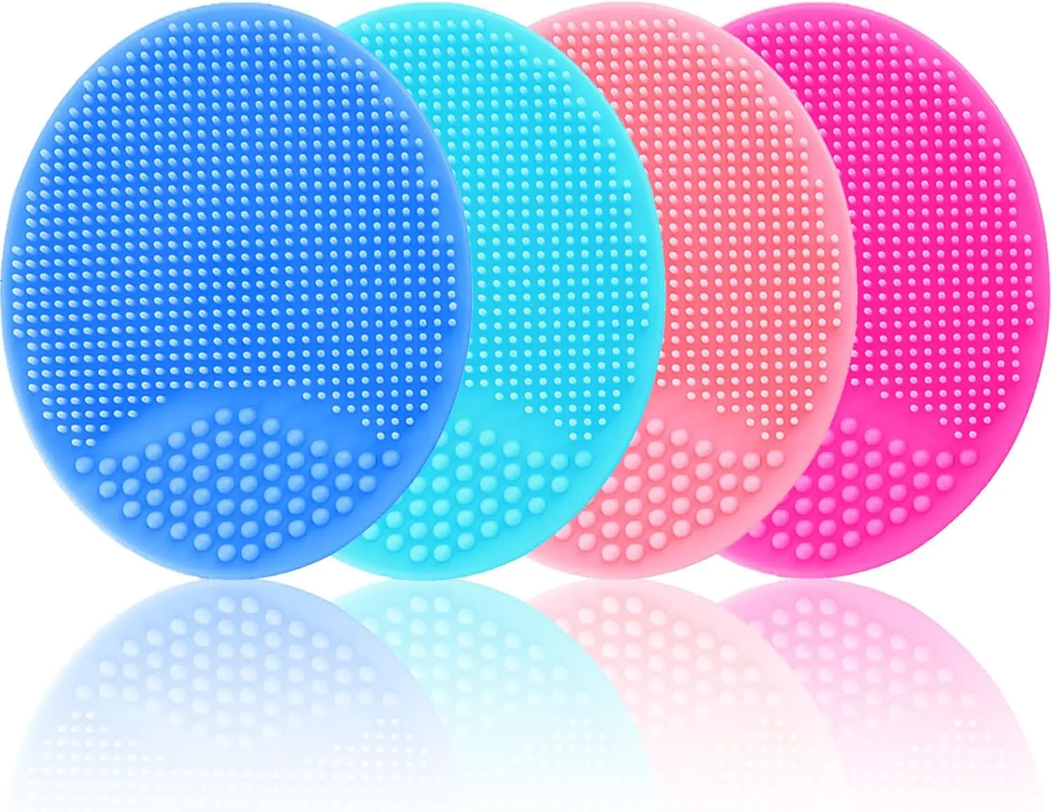 4 Pack Silicone Facial Cleansing Brush, Soft Face Scrubber & Exfoliating Face Cleanser for Deep Pore Cleansing, Blackhead Removal & Facial Massage